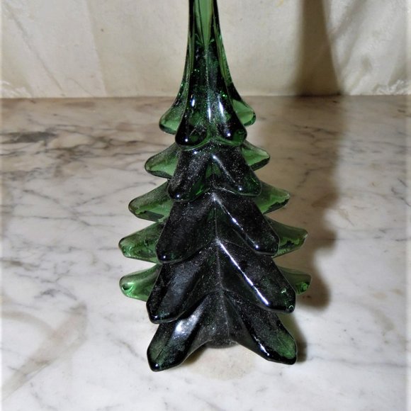 LAST MARKDOWN HANDMADE IMPORTED Beautiful crystal green glass tree. 5" - Picture 2 of 7